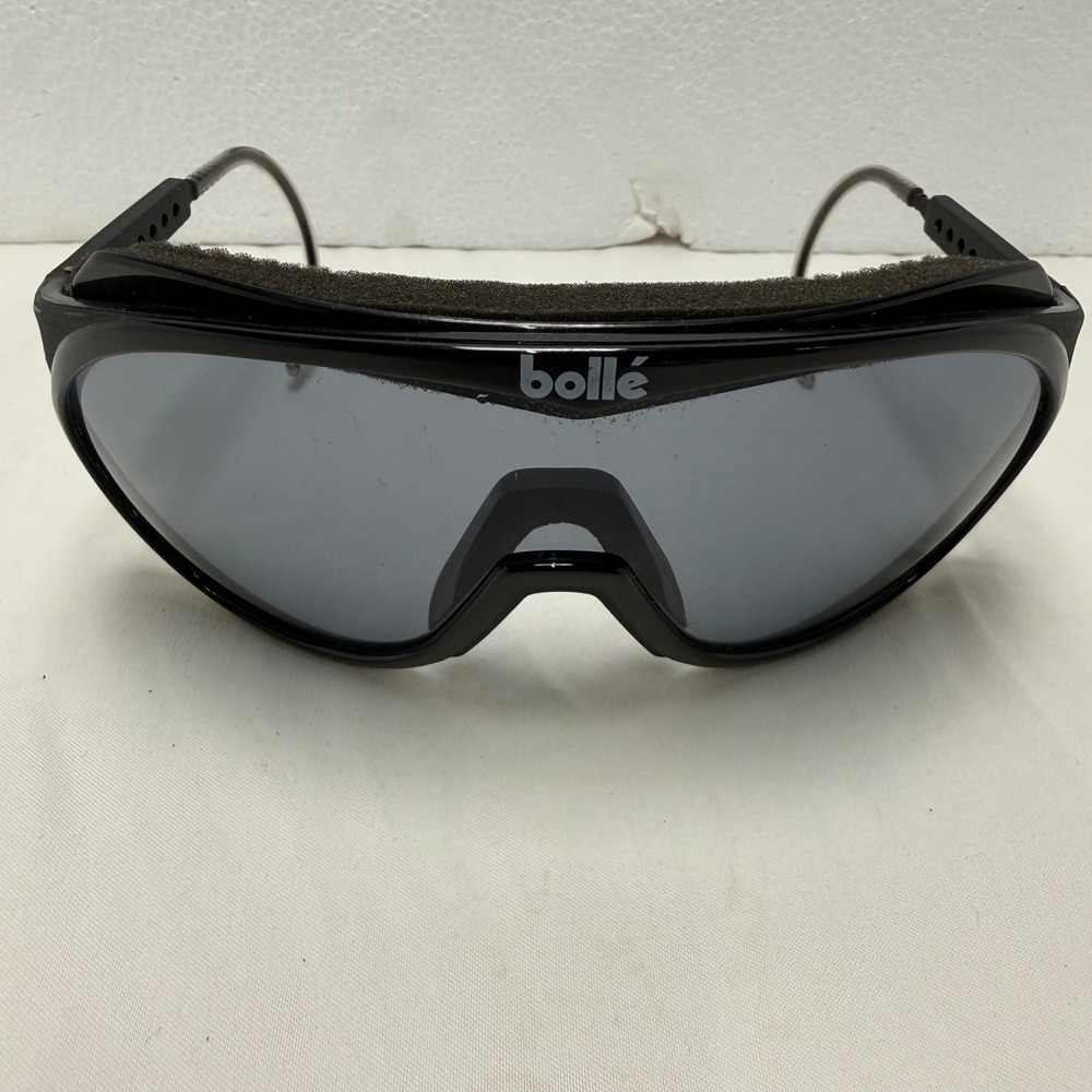 Bolle‎ Sunglasses Unisex Black Chronoshield Vintage Shield Wrap Sport Glasses